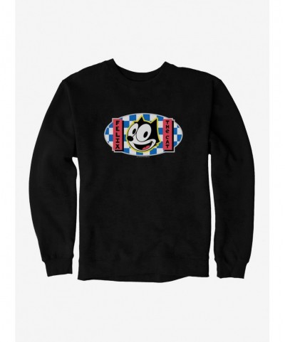 Fashion Felix The Cat Blue Checkers Graphic Sweatshirt $11.81 Sweatshirts