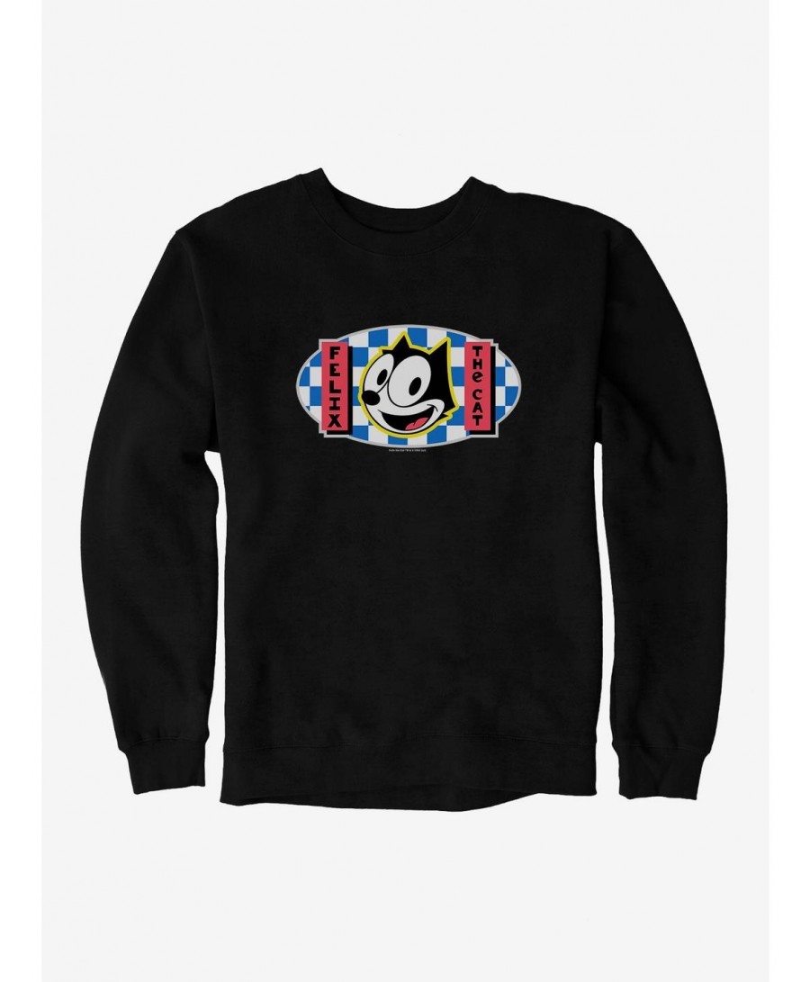 Fashion Felix The Cat Blue Checkers Graphic Sweatshirt $11.81 Sweatshirts