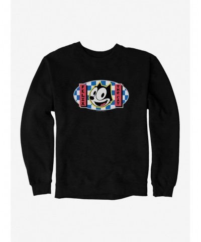 Fashion Felix The Cat Blue Checkers Graphic Sweatshirt $11.81 Sweatshirts