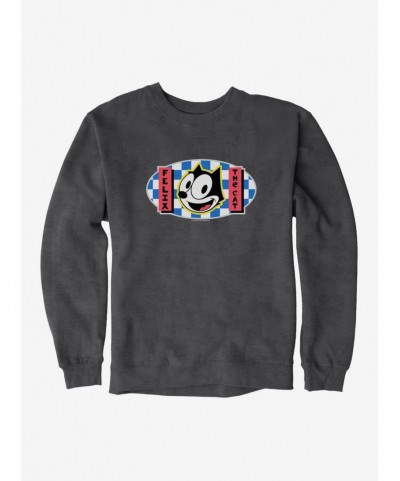 Fashion Felix The Cat Blue Checkers Graphic Sweatshirt $11.81 Sweatshirts