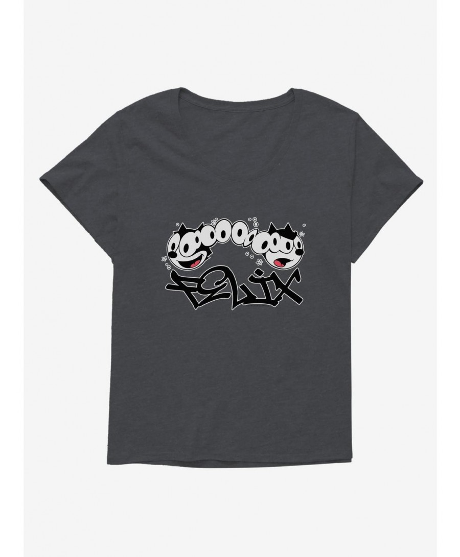 Absolute Discount Felix The Cat Split Personality Graffiti Art Girls T-Shirt Plus Size $7.17 T-Shirts