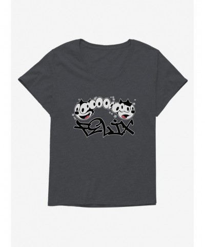 Absolute Discount Felix The Cat Split Personality Graffiti Art Girls T-Shirt Plus Size $7.17 T-Shirts