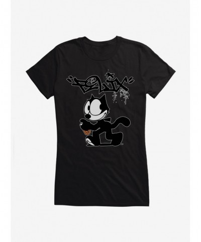 Exclusive Felix The Cat Spray Painting Felix Girls T-Shirt $9.76 T-Shirts