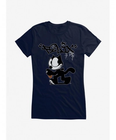 Exclusive Felix The Cat Spray Painting Felix Girls T-Shirt $9.76 T-Shirts