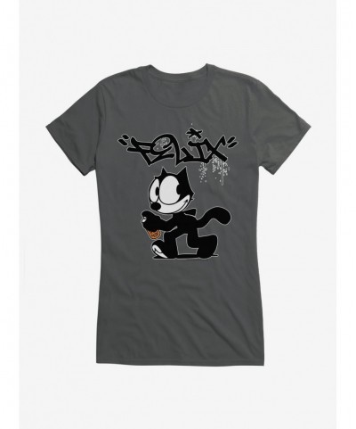 Exclusive Felix The Cat Spray Painting Felix Girls T-Shirt $9.76 T-Shirts