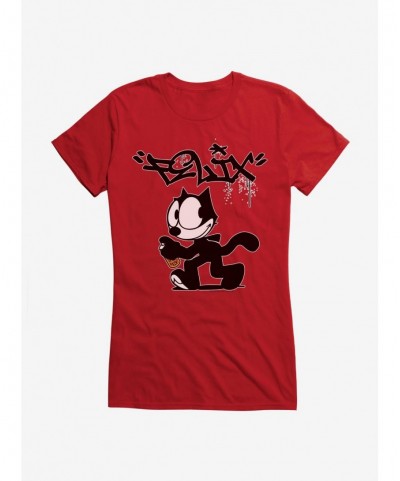 Exclusive Felix The Cat Spray Painting Felix Girls T-Shirt $9.76 T-Shirts