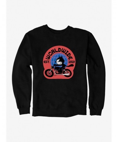 Huge Discount Felix The Cat Worldwide Motorcycle Felix Sweatshirt $14.76 Sweatshirts