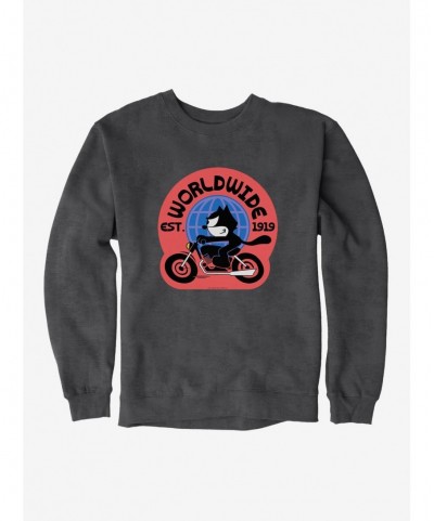 Huge Discount Felix The Cat Worldwide Motorcycle Felix Sweatshirt $14.76 Sweatshirts