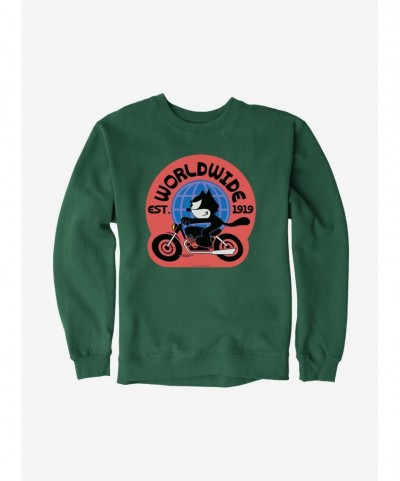 Huge Discount Felix The Cat Worldwide Motorcycle Felix Sweatshirt $14.76 Sweatshirts