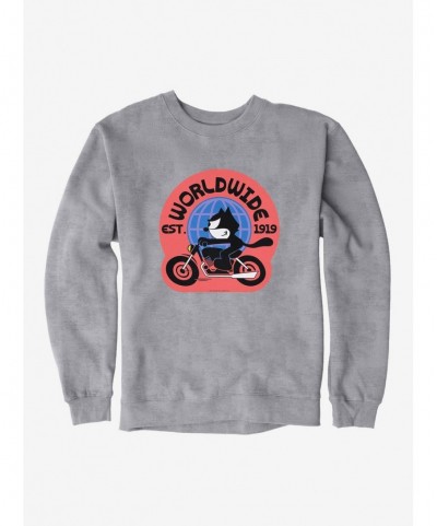 Huge Discount Felix The Cat Worldwide Motorcycle Felix Sweatshirt $14.76 Sweatshirts