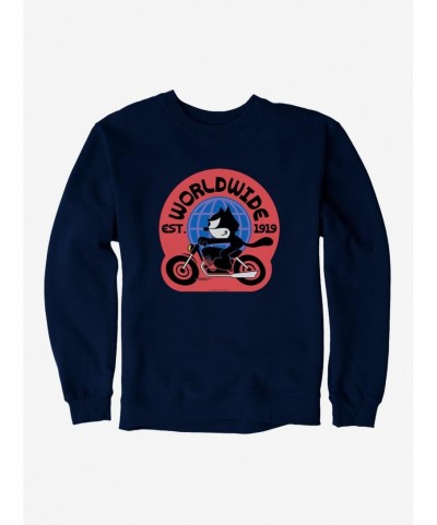 Huge Discount Felix The Cat Worldwide Motorcycle Felix Sweatshirt $14.76 Sweatshirts