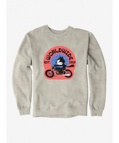 Huge Discount Felix The Cat Worldwide Motorcycle Felix Sweatshirt $14.76 Sweatshirts