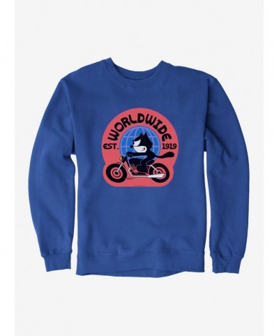 Huge Discount Felix The Cat Worldwide Motorcycle Felix Sweatshirt $14.76 Sweatshirts