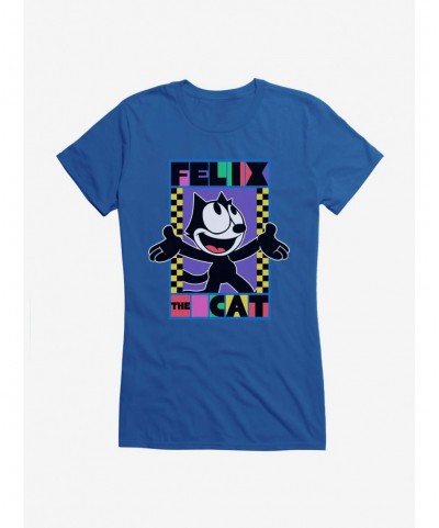 Limited Time Special Felix The Cat 90s Checkers Graphic Girls T-Shirt $7.17 T-Shirts