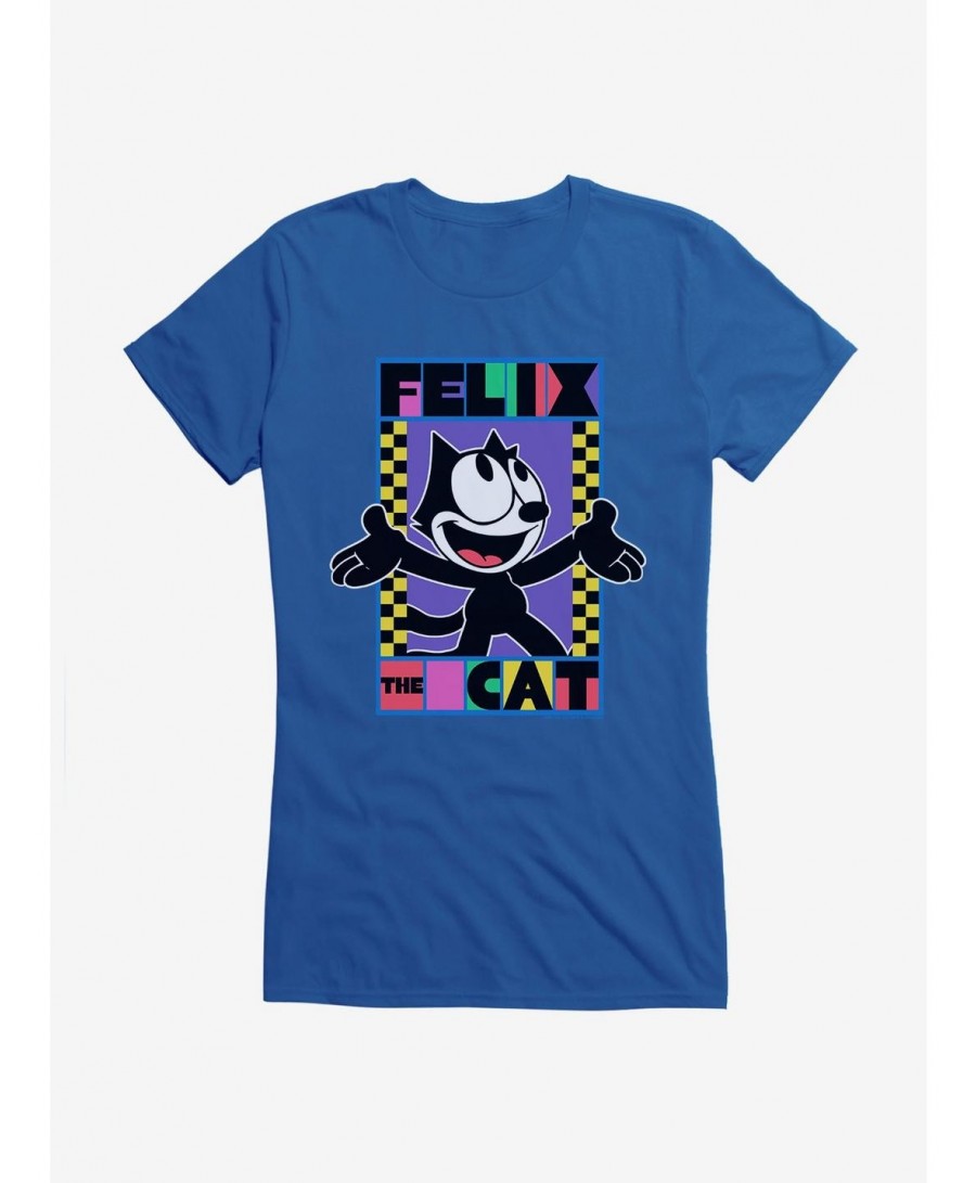 Limited Time Special Felix The Cat 90s Checkers Graphic Girls T-Shirt $7.17 T-Shirts