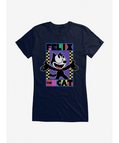 Limited Time Special Felix The Cat 90s Checkers Graphic Girls T-Shirt $7.17 T-Shirts