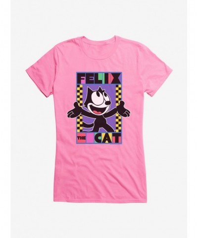 Limited Time Special Felix The Cat 90s Checkers Graphic Girls T-Shirt $7.17 T-Shirts