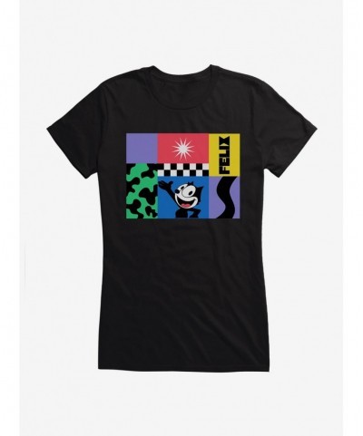 New Arrival Felix The Cat 90s Graphic Collage Girls T-Shirt $7.77 T-Shirts