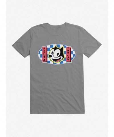 New Arrival Felix The Cat Blue Checkers Graphic T-Shirt $5.74 T-Shirts