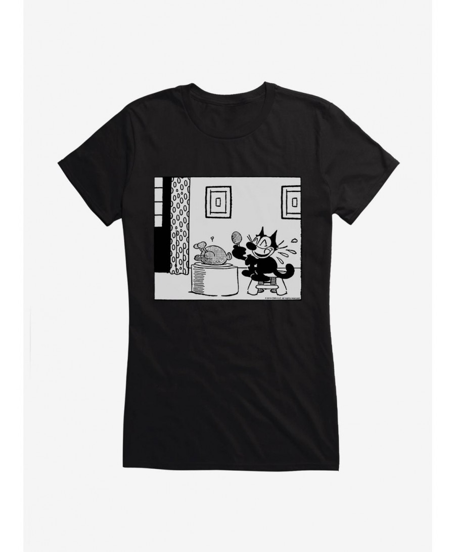 Unique Felix The Cat Turkey Dinner Girls T-Shirt $7.37 T-Shirts