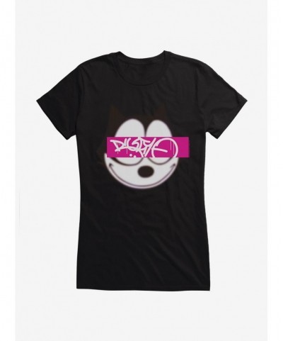 Cheap Sale Felix The Cat Graffiti Art Text Box Girls T-Shirt $9.96 T-Shirts