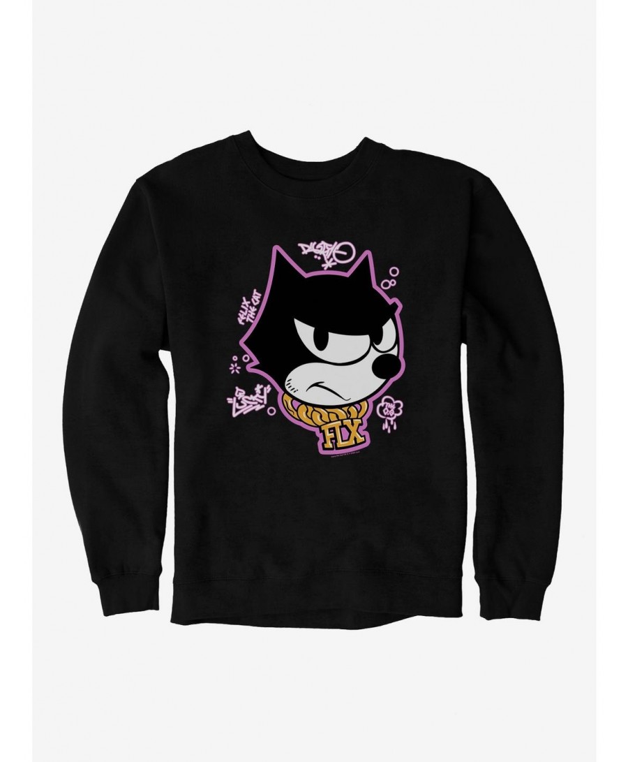 High Quality Felix The Cat Graffiti Art Gold Chain Felix Sweatshirt $12.40 Sweatshirts