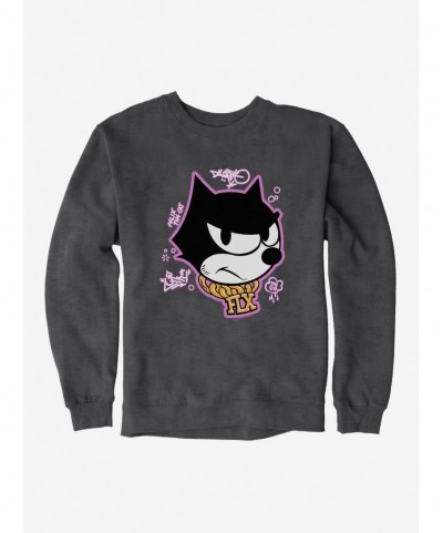 High Quality Felix The Cat Graffiti Art Gold Chain Felix Sweatshirt $12.40 Sweatshirts