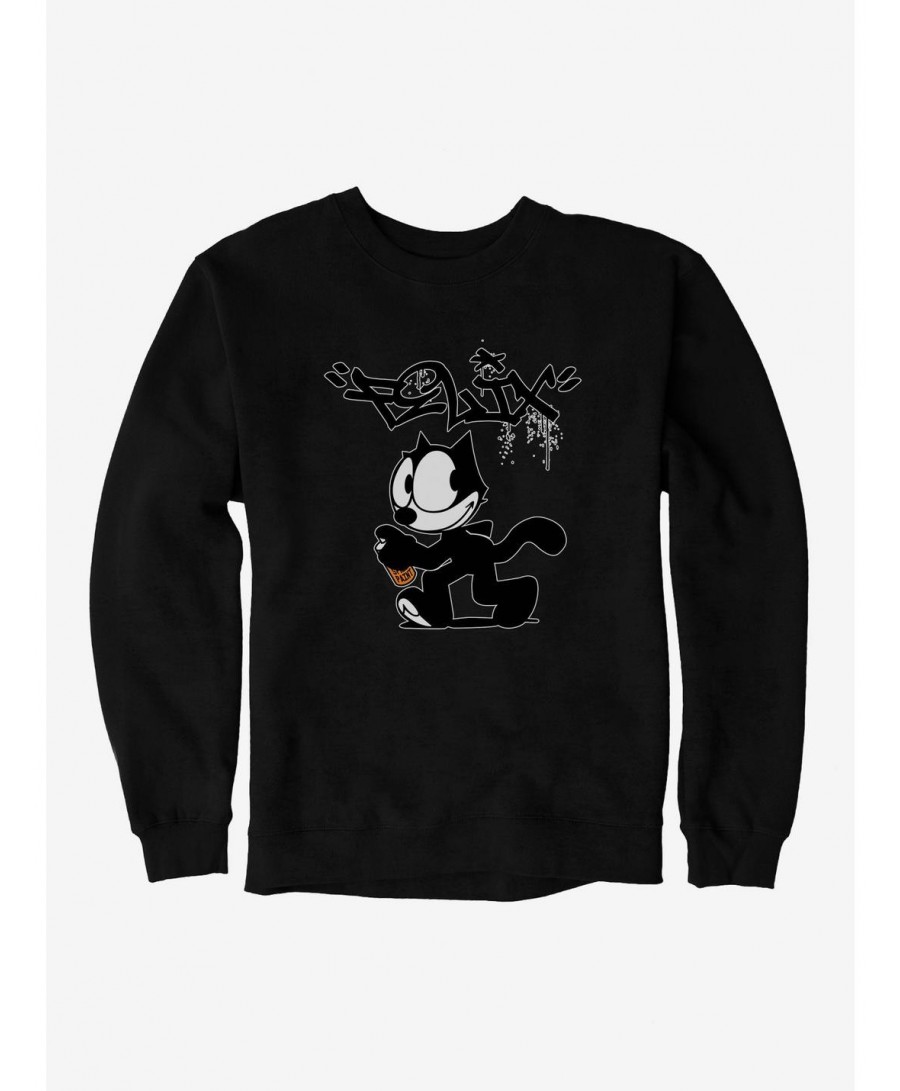 Pre-sale Felix The Cat Spray Painting Felix Sweatshirt $14.76 Sweatshirts