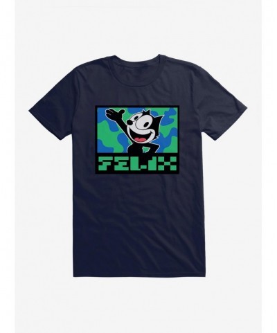 Flash Sale Felix The Cat Pixilated Felix Text T-Shirt $7.84 T-Shirts