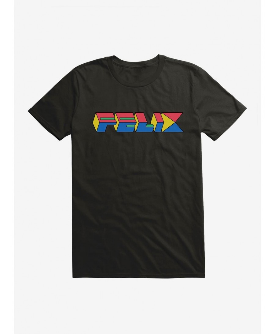 Discount Felix The Cat 90s Cube Felix Text T-Shirt $6.31 T-Shirts