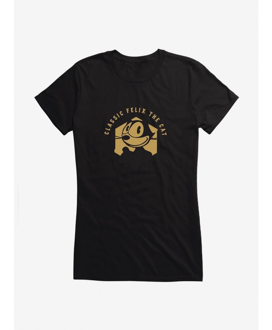 Flash Deal Felix The Cat Vintage Gold Logo Girls T-Shirt $6.57 T-Shirts