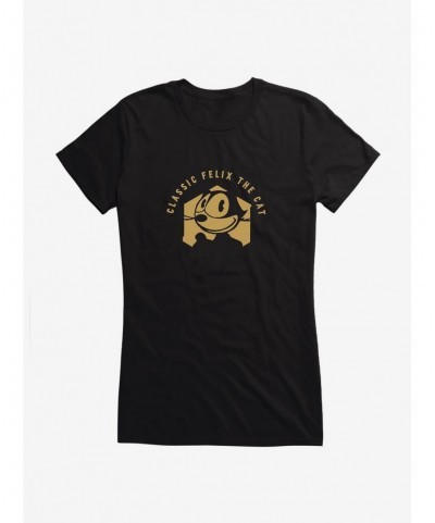 Flash Deal Felix The Cat Vintage Gold Logo Girls T-Shirt $6.57 T-Shirts