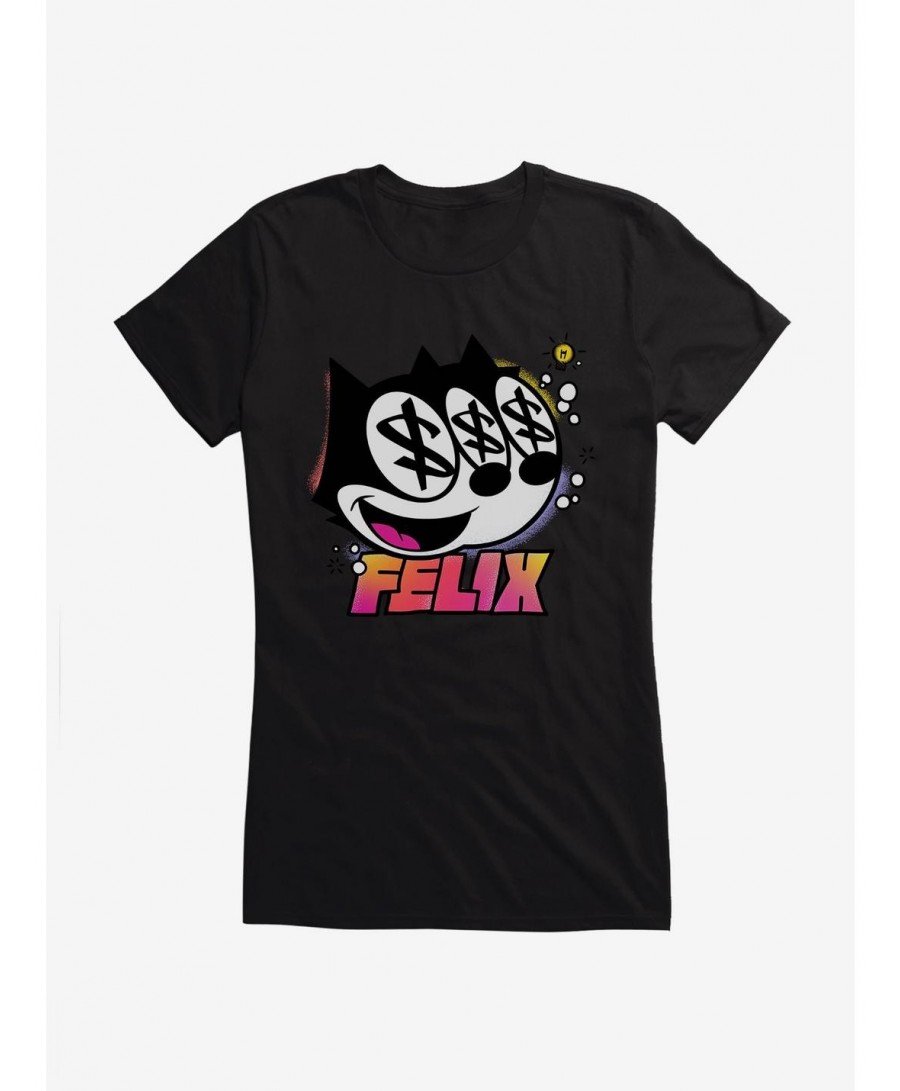 Low Price Felix The Cat Dollar Signs Girls T-Shirt $5.98 T-Shirts