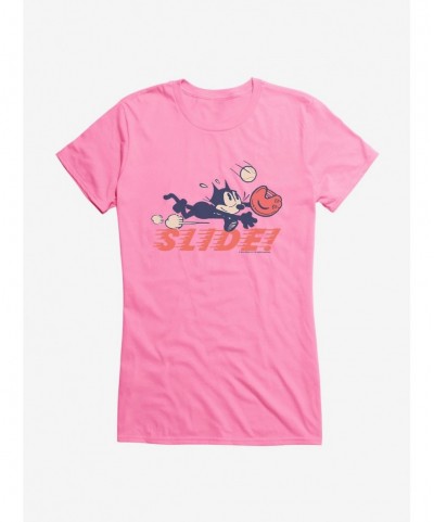 Hot Sale Felix The Cat Slide Baseball Girls T-Shirt $7.17 T-Shirts