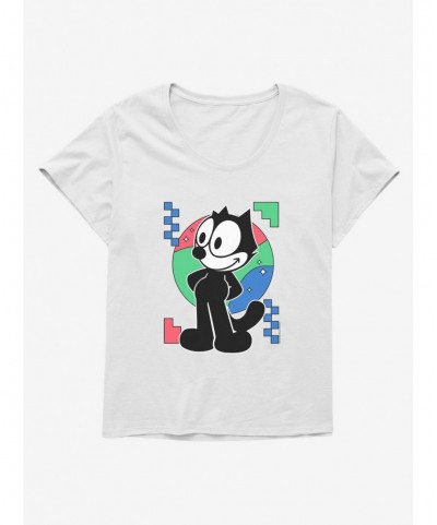 Clearance Felix The Cat Diamond Stars Portrait Girls T-Shirt Plus Size $7.40 T-Shirts