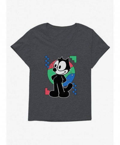 Clearance Felix The Cat Diamond Stars Portrait Girls T-Shirt Plus Size $7.40 T-Shirts