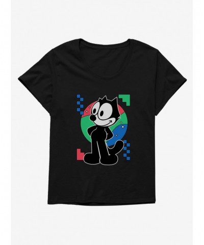 Clearance Felix The Cat Diamond Stars Portrait Girls T-Shirt Plus Size $7.40 T-Shirts