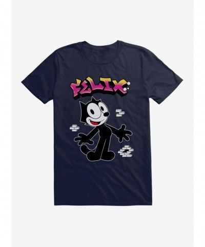 Discount Sale Felix The Cat Graffiti Art Brick Wall T-Shirt $8.03 T-Shirts