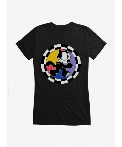 Seasonal Sale Felix The Cat Circular Checkers Girls T-Shirt $6.97 T-Shirts