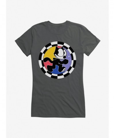 Seasonal Sale Felix The Cat Circular Checkers Girls T-Shirt $6.97 T-Shirts