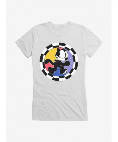 Seasonal Sale Felix The Cat Circular Checkers Girls T-Shirt $6.97 T-Shirts