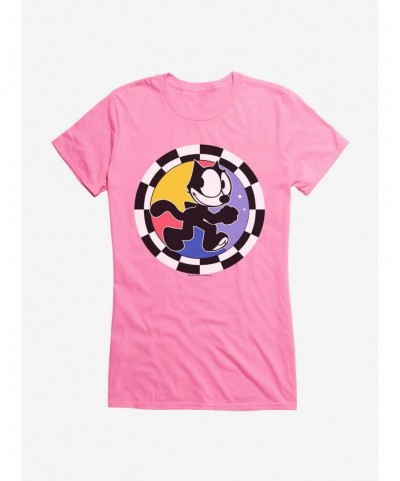 Seasonal Sale Felix The Cat Circular Checkers Girls T-Shirt $6.97 T-Shirts