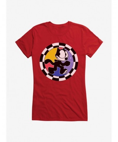 Seasonal Sale Felix The Cat Circular Checkers Girls T-Shirt $6.97 T-Shirts