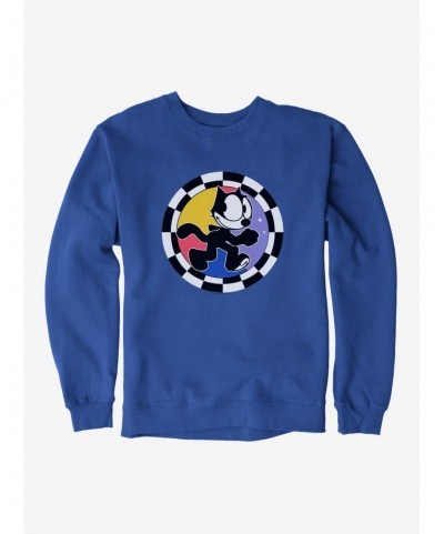 Festival Price Felix The Cat Circular Checkers Sweatshirt $13.58 Sweatshirts