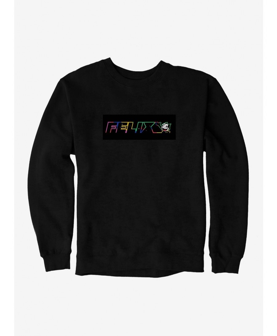 Festival Price Felix The Cat Neon Space Sweatshirt $14.76 Sweatshirts