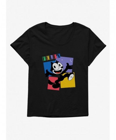 Value for Money Felix The Cat Box Graphic Girls T-Shirt Plus Size $11.56 T-Shirts