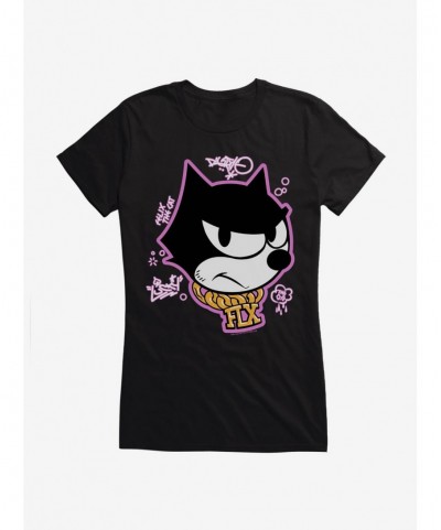 Discount Felix The Cat Graffiti Art Gold Chain Felix Girls T-Shirt $8.37 T-Shirts