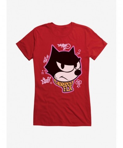 Discount Felix The Cat Graffiti Art Gold Chain Felix Girls T-Shirt $8.37 T-Shirts