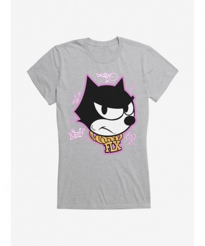 Discount Felix The Cat Graffiti Art Gold Chain Felix Girls T-Shirt $8.37 T-Shirts