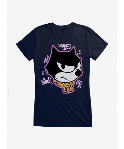 Discount Felix The Cat Graffiti Art Gold Chain Felix Girls T-Shirt $8.37 T-Shirts